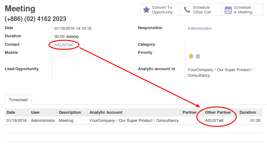 CRM Timesheet Analytic Partner